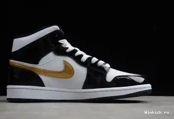 Mid Black White Gold 1 Patent Air Jordan 0628
